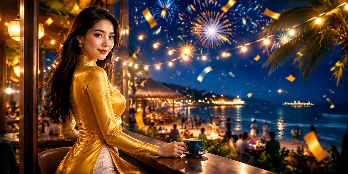 Người phụ nữ mặc áo dài tại khu vực casino Phú Quốc, không gian giải trí sang trọng